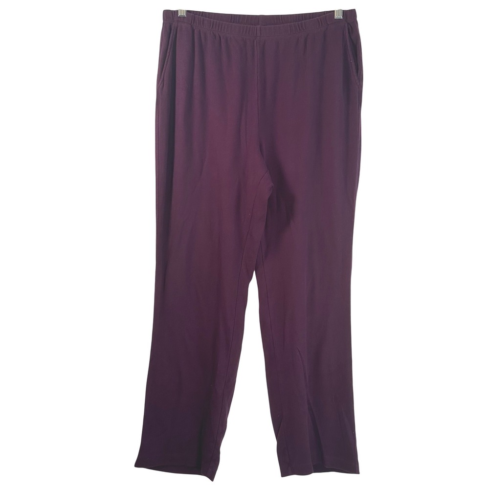 Lands End Fit 3 Purple Cotton Knit Straight Leg Pants Womens Large 14-16